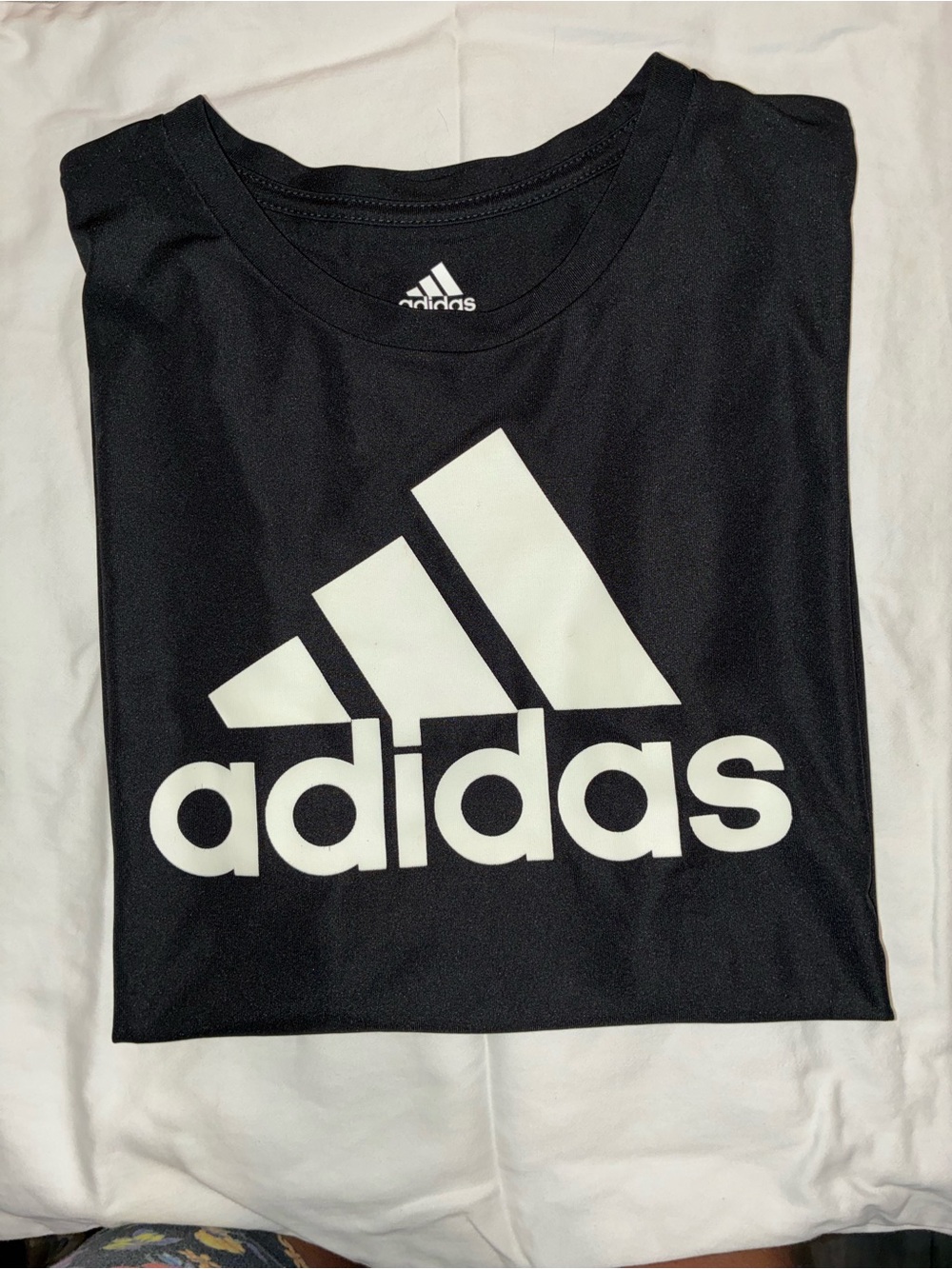 adidas Black Tee with White Logo Graphic